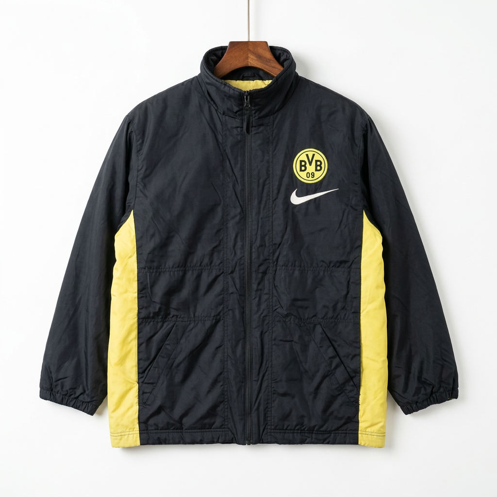 Size XL — Vintage 1990s Nike Borussia Dortmund BVB Padded Jacket Black/Yellow