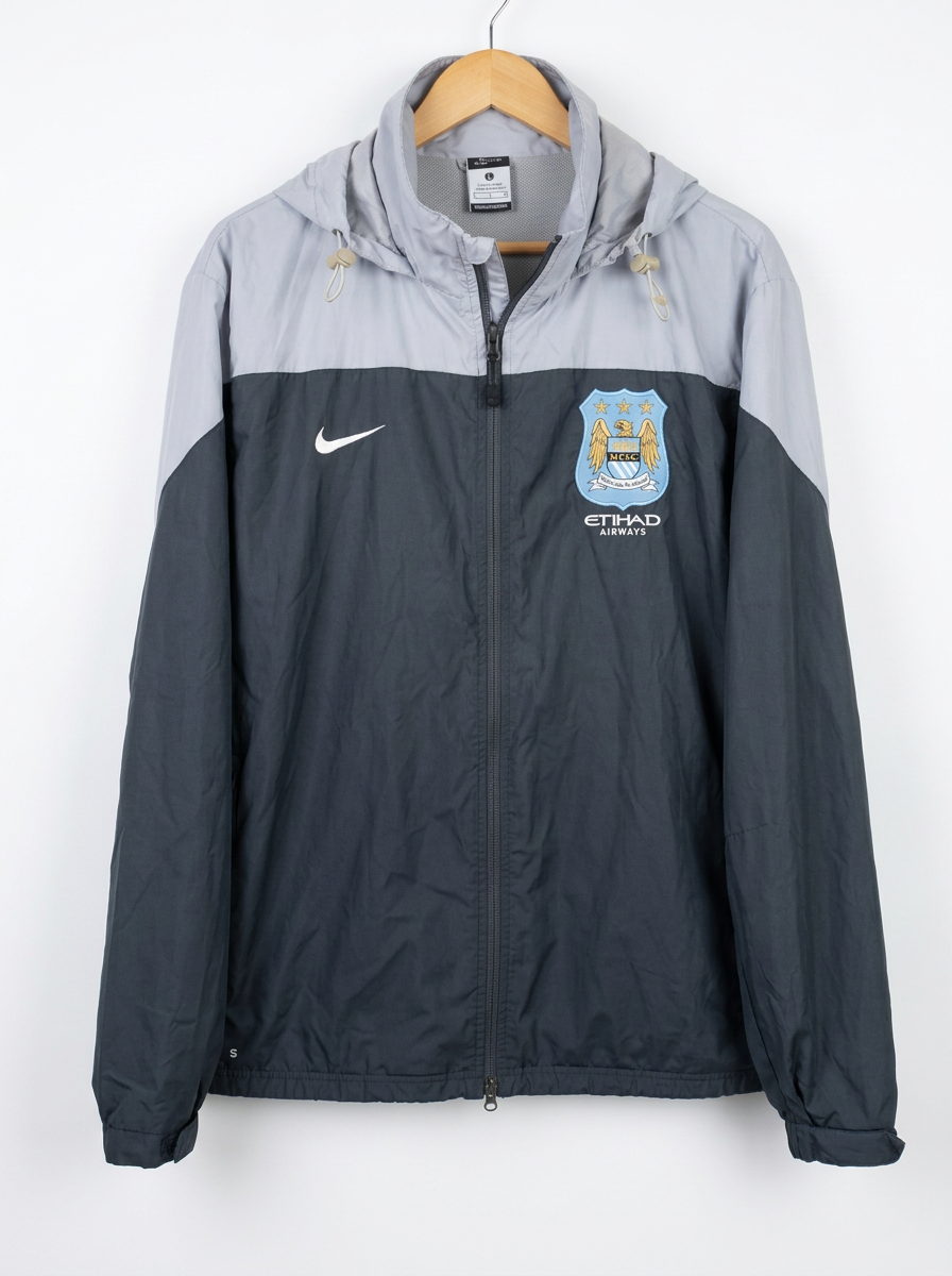 Size XL — Vintage Nike Manchester City Hooded Training Jacket (2009–10) Grey