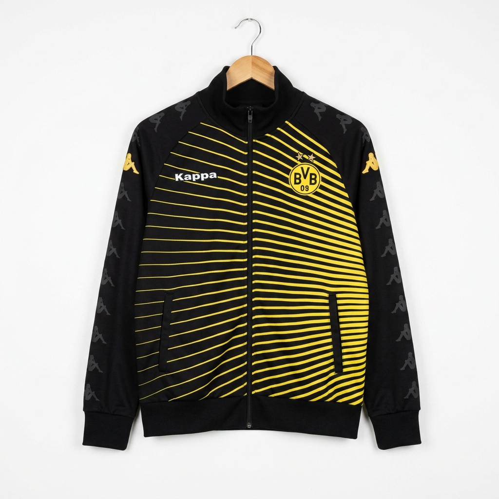 Size L — Vintage Kappa Borussia Dortmund BVB Track Jacket Black/Yellow