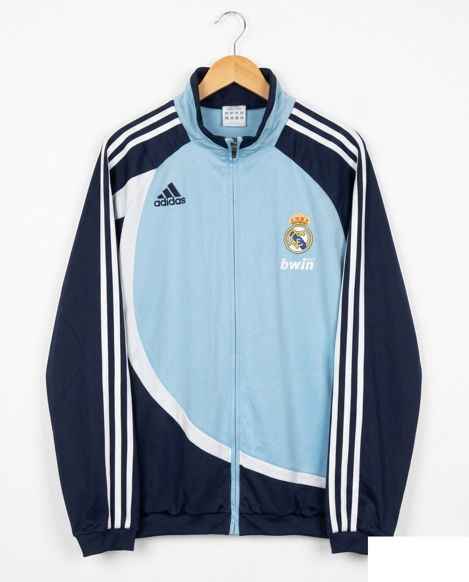 Size XL — 2006–07 Adidas Real Madrid Bwin Track Jacket Light Blue/Navy