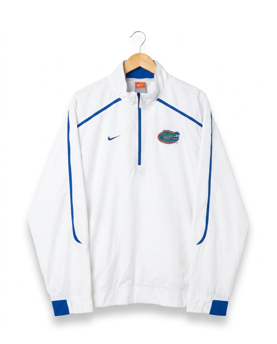 Size L — 2000s Nike Team Florida Gators Half Zip Windbreaker Jacket White/Blue