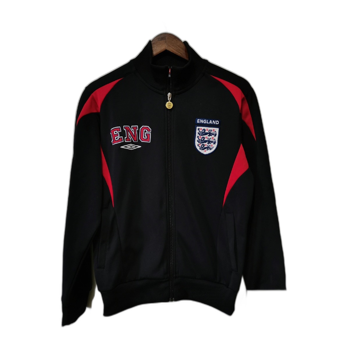 Vintage 2001–03 Umbro England Track Jacket Black Red