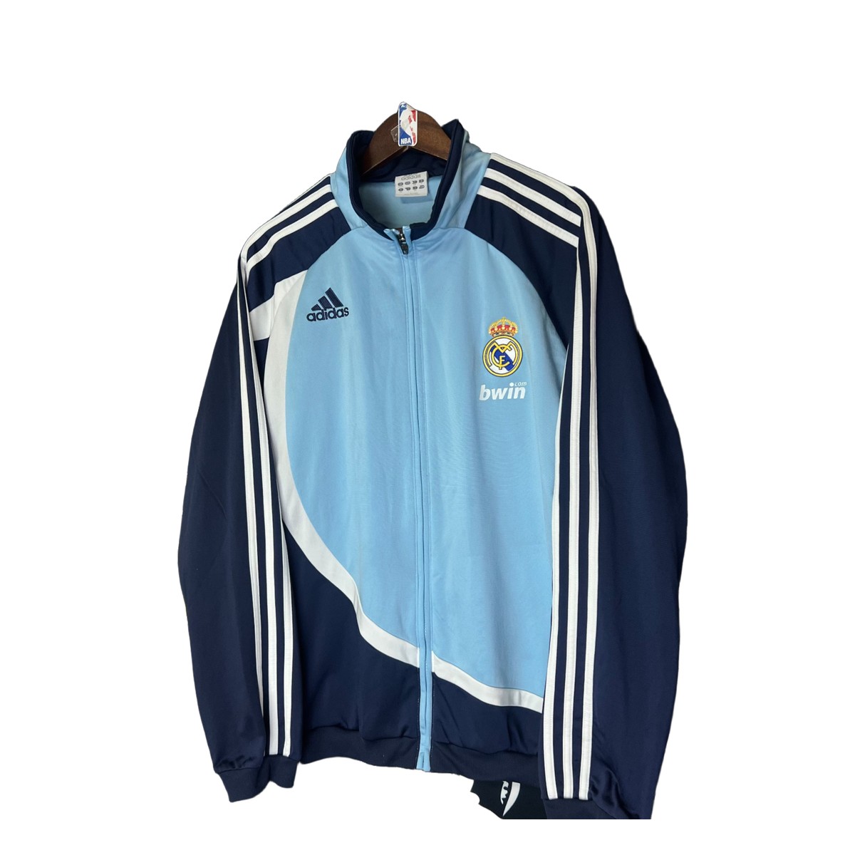 Size XL — 2006–07 Adidas Real Madrid Bwin Track Jacket Baby Blue/Navy