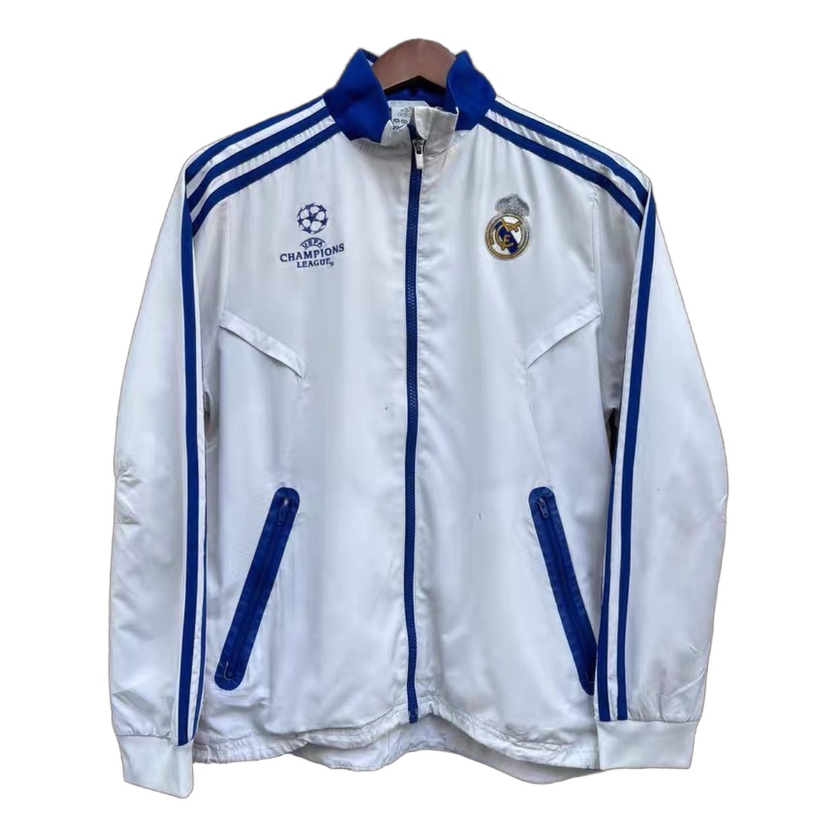 Size L — 2010–11 Adidas Real Madrid UEFA Champions League Climacool Track Jacket White/Blue
