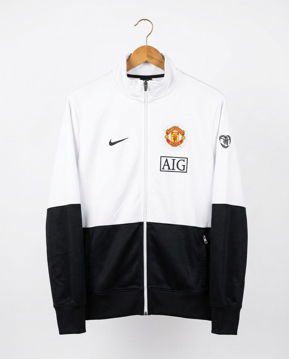 Size L — 2008–09 Nike Manchester United AIG Track Jacket (White/Black)