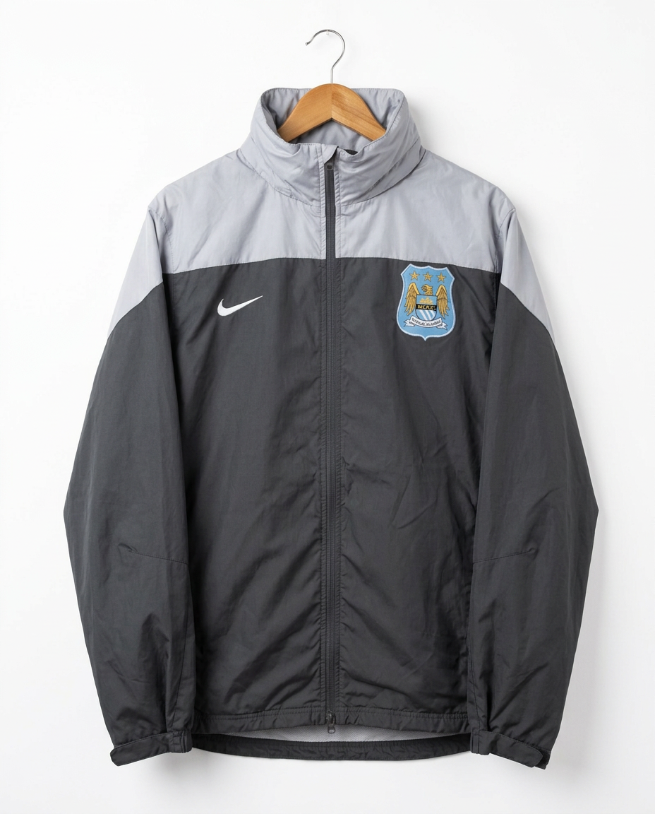 Size XL — Vintage Nike Manchester City Packable Training Jacket (2010–11) Grey/Silver