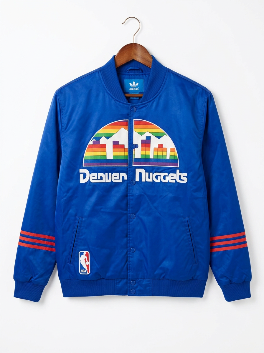 Size XL — Vintage Adidas Denver Nuggets Reversible Satin Bomber Jacket NBA