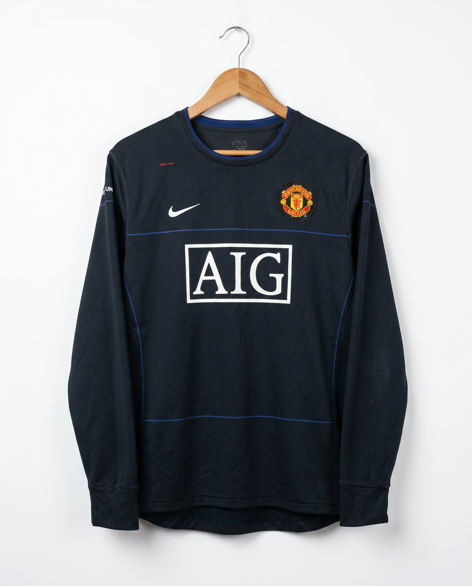 Size XL — 2008–09 Nike Manchester United AIG Long Sleeve Training Top (Black)