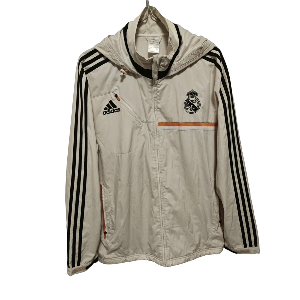 Size L — 2013–14 Adidas Real Madrid Hooded Windbreaker Jacket White