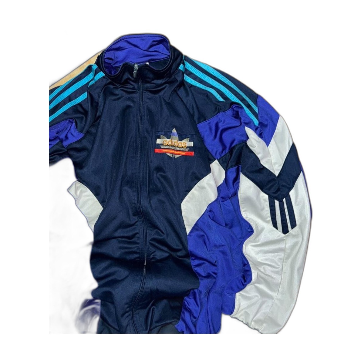 Size 3XL — Vintage Adidas Originals 90s Firebird Full Tracksuit Set Navy Purple White Rare