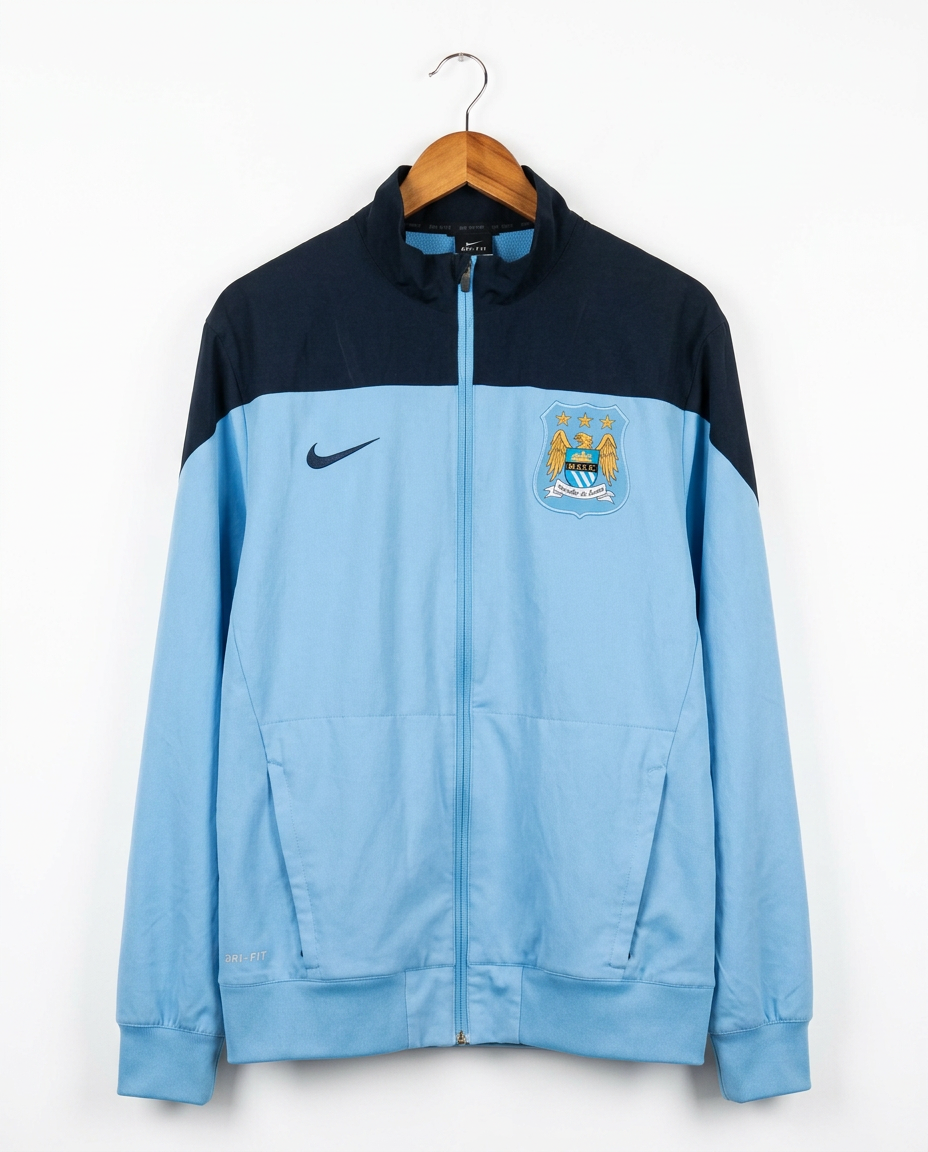 Size L — Vintage Nike Manchester City Training Jacket (2004–05) Sky Blue/Navy