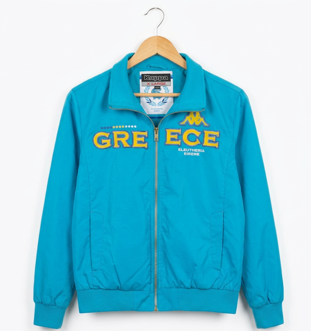 Size XL — Vintage Kappa Greece Full Zip Track Jacket Blue Embroidered