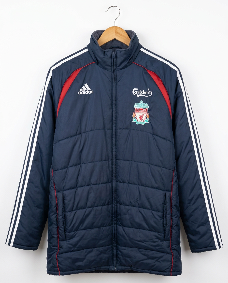 2006–07 Adidas Liverpool FC Bench Coat / Stadium Jacket — Carlsberg (Size M)