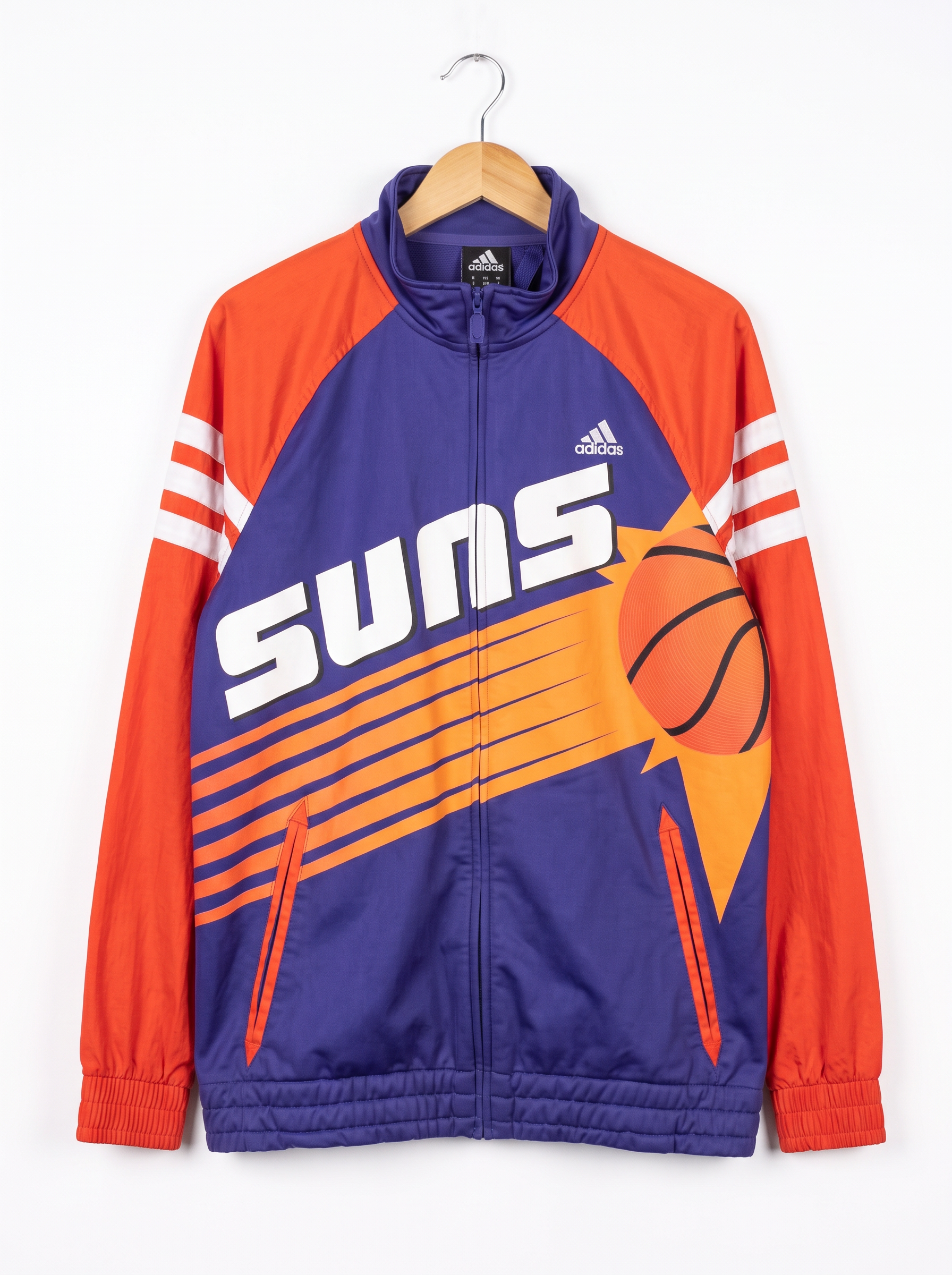 Size XL — Adidas Phoenix Suns NBA Full Zip Track Jacket Blue Orange Basketball