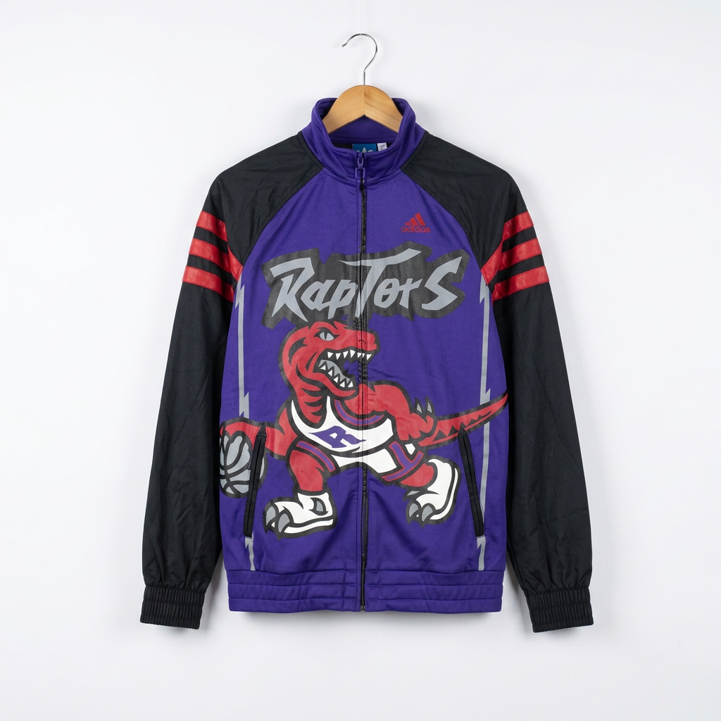 Size M — Vintage Adidas Toronto Raptors Dinosaur Logo Track Jacket Y2K Purple Black