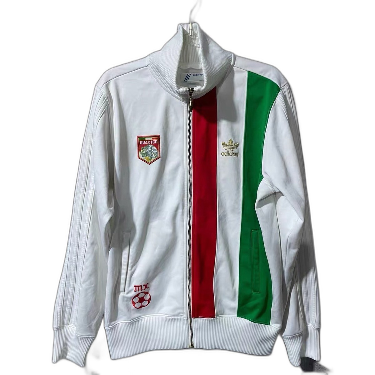 Size L — Vintage Adidas Originals Mexico Track Jacket White Green Red Full Zip