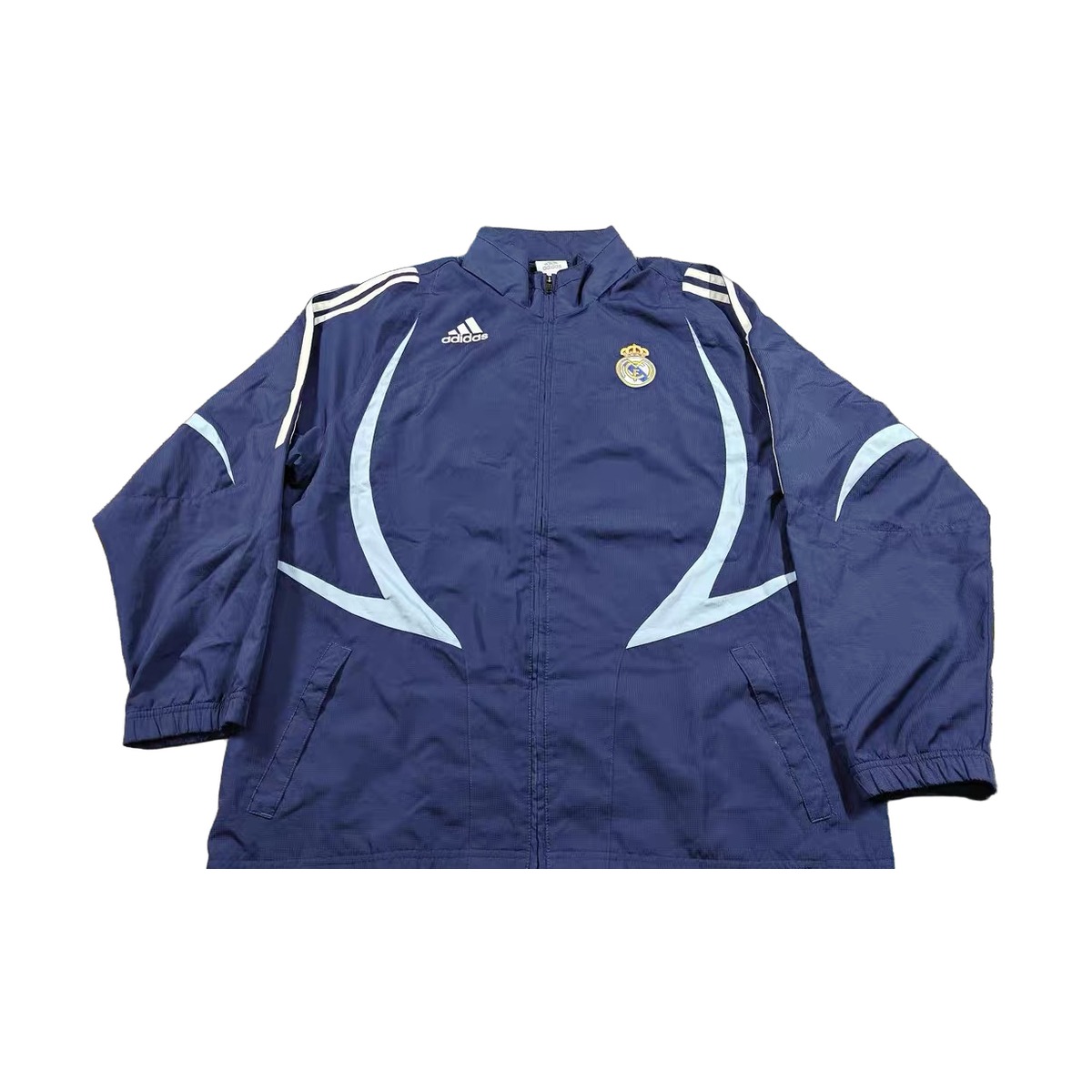 Size M — 2004–05 Adidas Real Madrid Training Windbreaker Navy