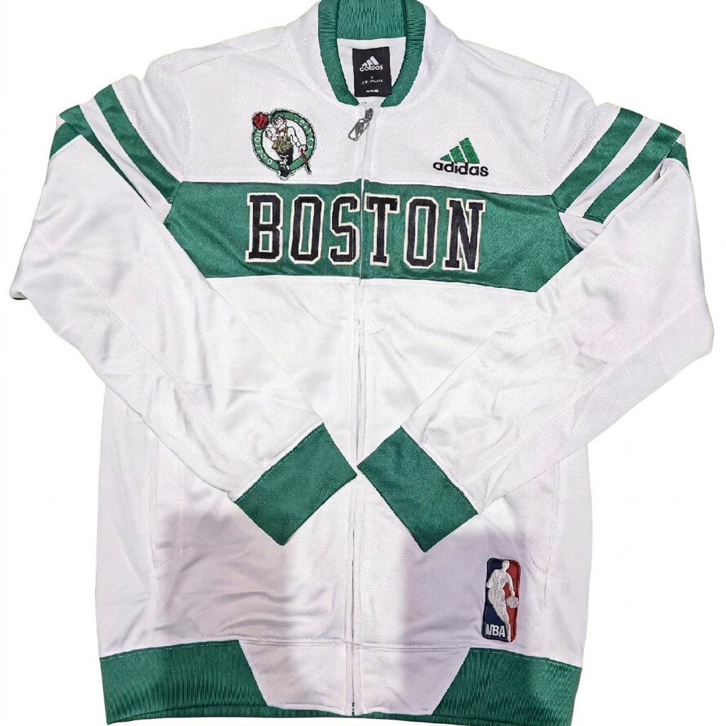 Size S — Vintage Adidas Boston Celtics Full Zip Track Jacket White/Green NBA