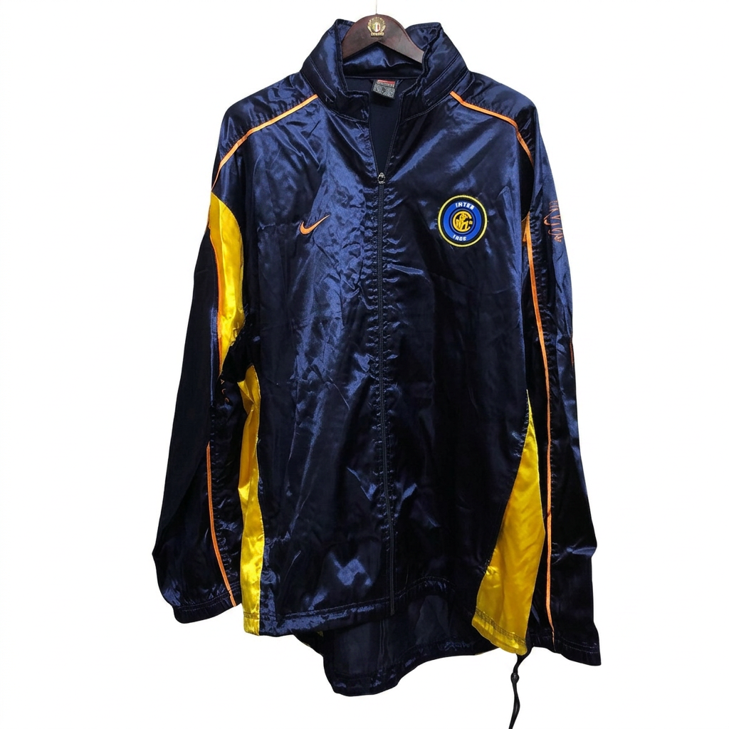 Size L — 2001/02 Nike Inter Milan Windbreaker Jacket Navy/Yellow
