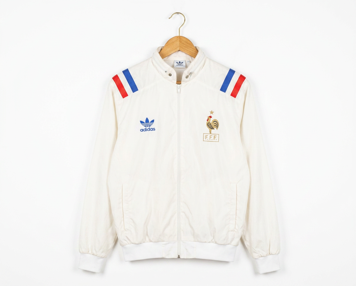 Size L — 1998 Adidas France FFF Bomber Jacket White (World Cup Era)