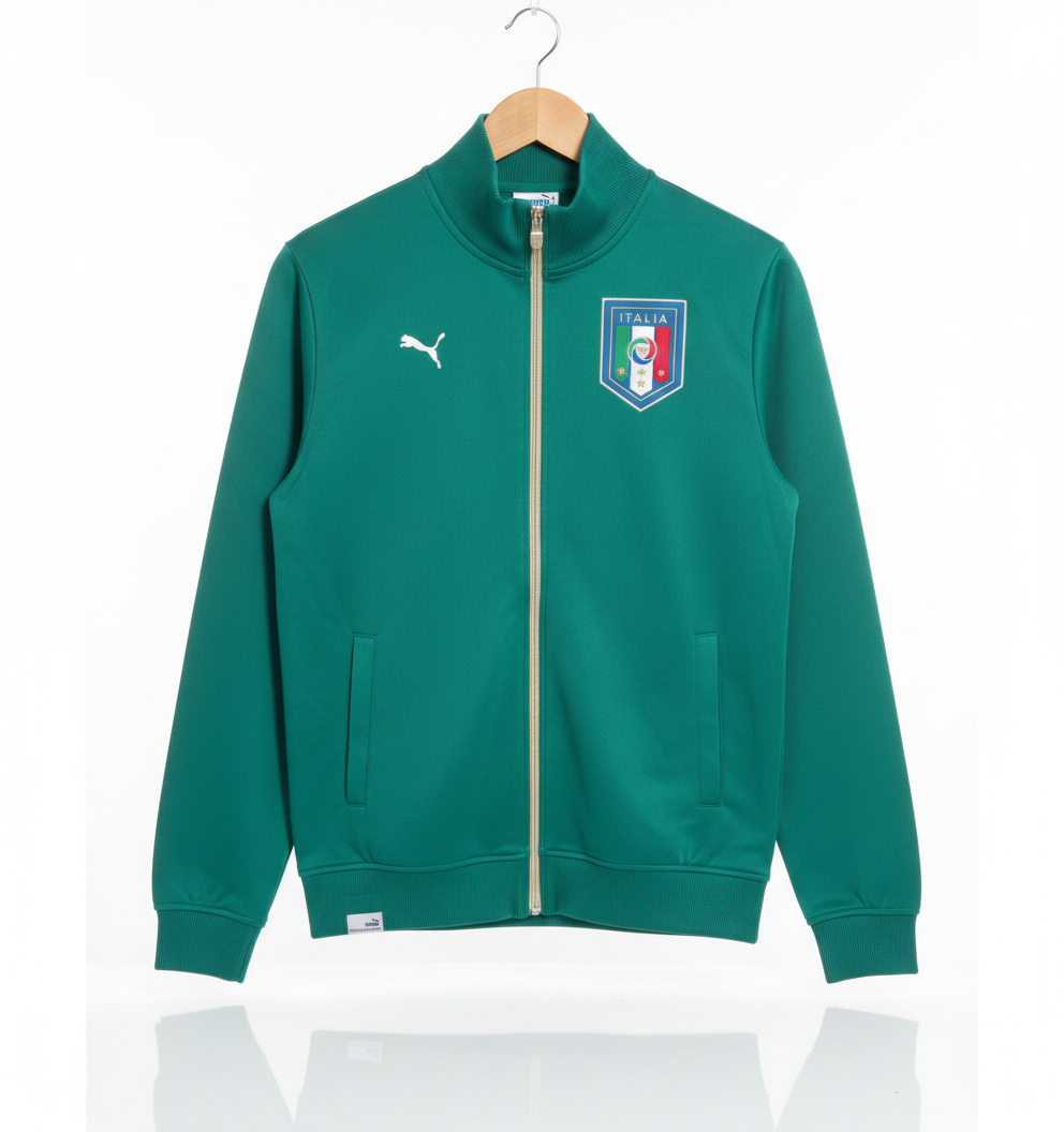 Size XL — Vintage 2006–2008 Puma Italy FIGC Track Jacket Green Full Zip