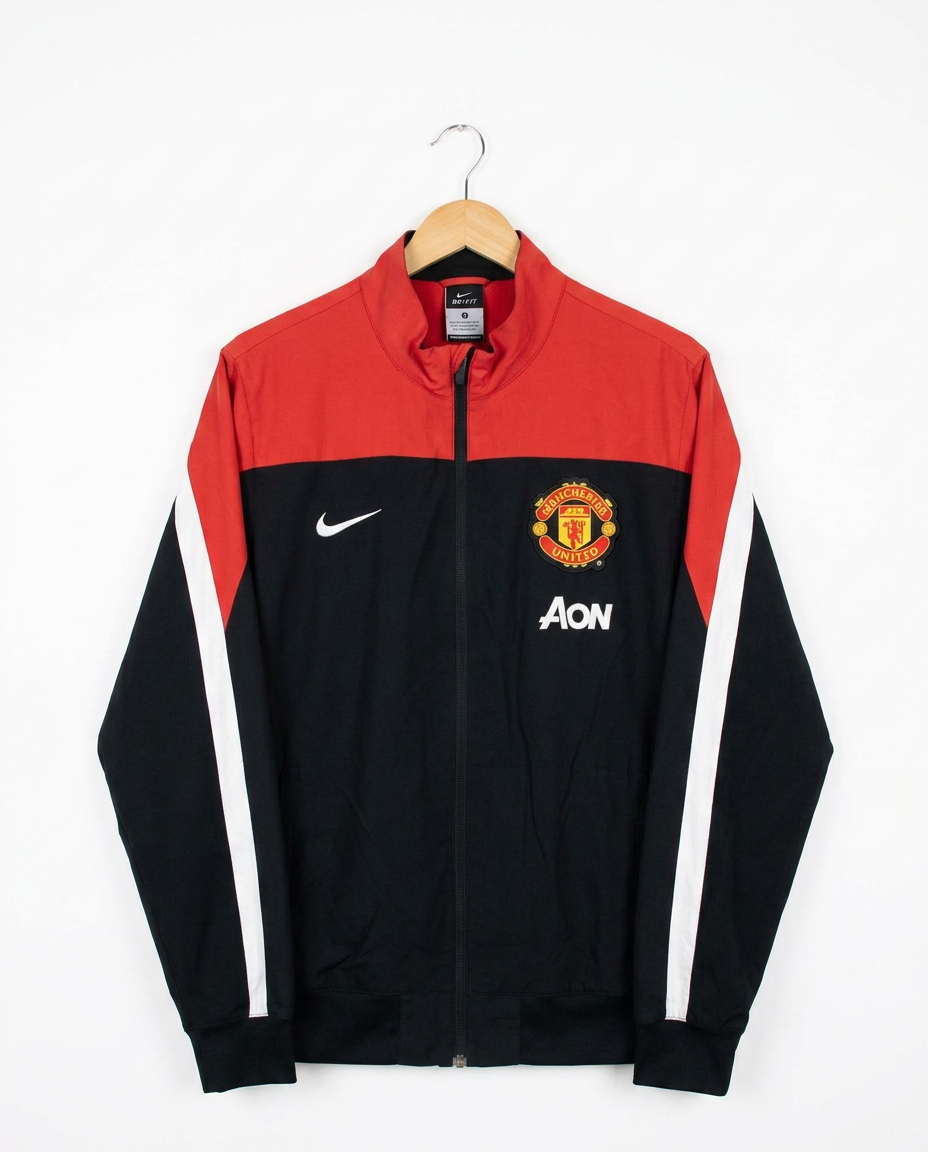 Size L — 2010–11 Nike Manchester United AON Windrunner Jacket (Black/Red)
