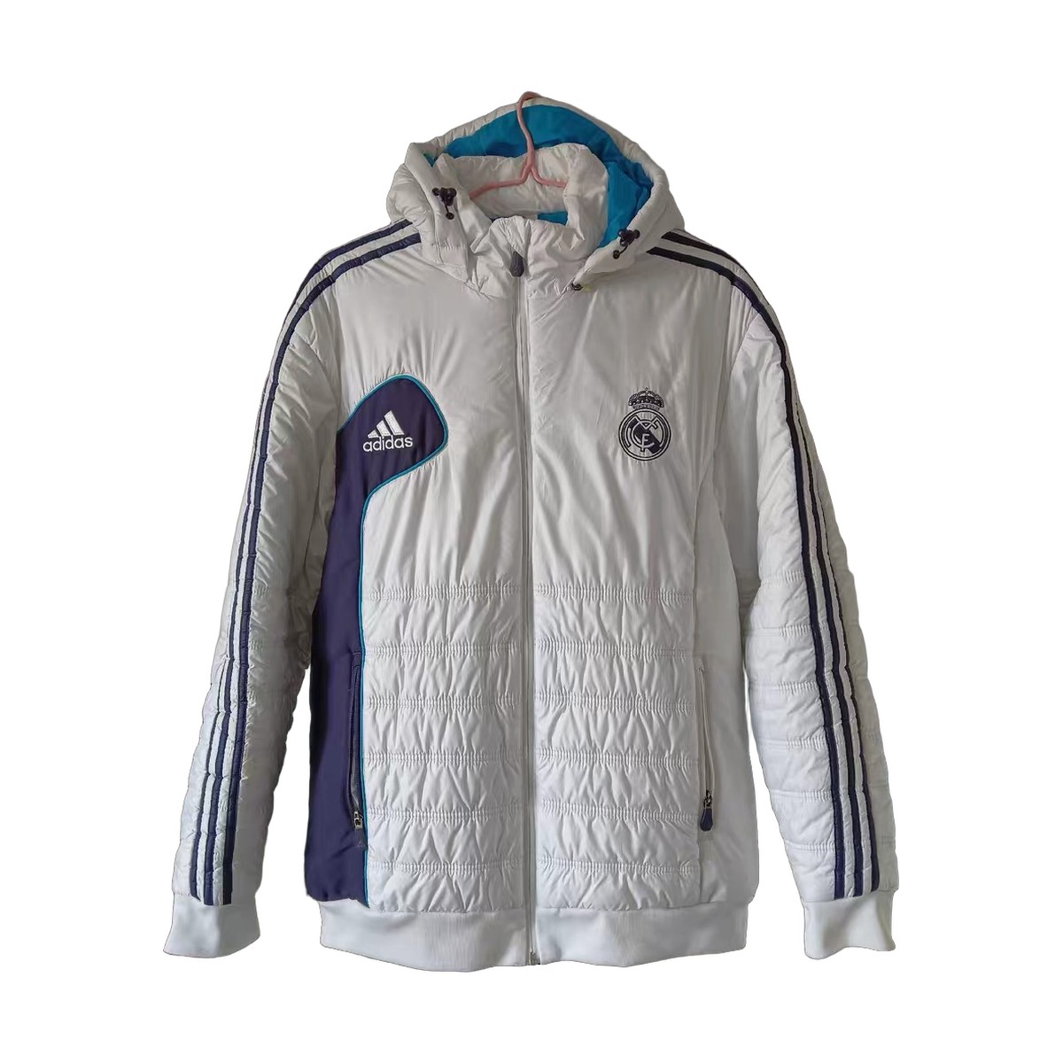 Size M — 2010–11 Adidas Real Madrid Puffer Jacket White Hooded Coat