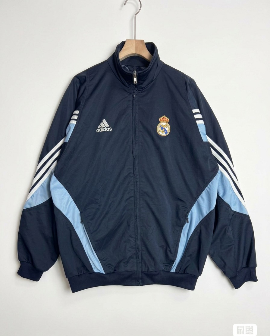 Size XL — 2000–01 Adidas Real Madrid Training Jacket Navy / Grey