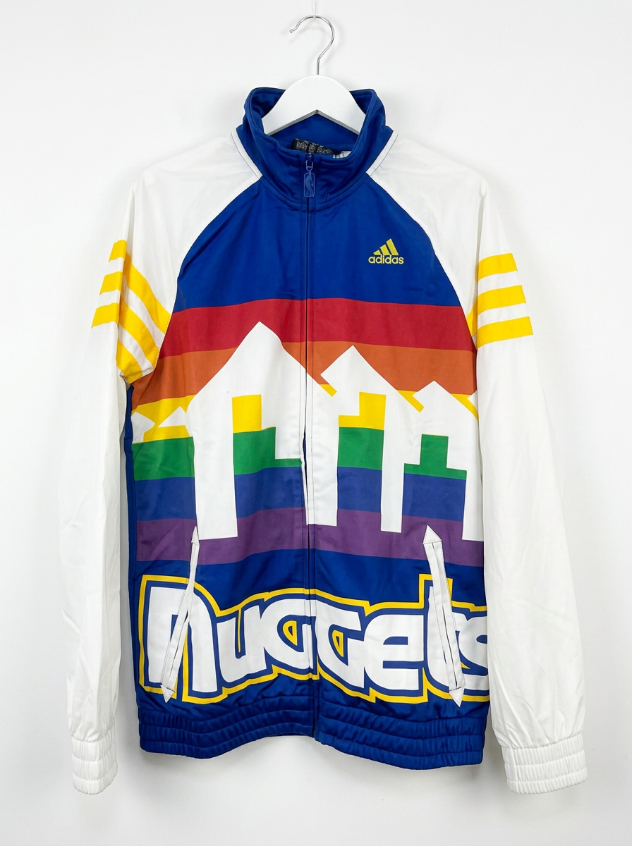Size XL — Adidas Denver Nuggets NBA Graphic Track Jacket Blue White