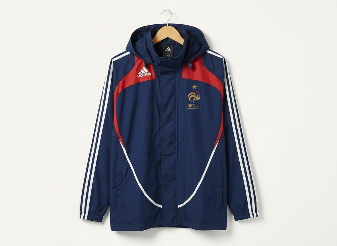 Size 105 (L–XL) — Vintage Adidas France FFF Hooded Rain Jacket