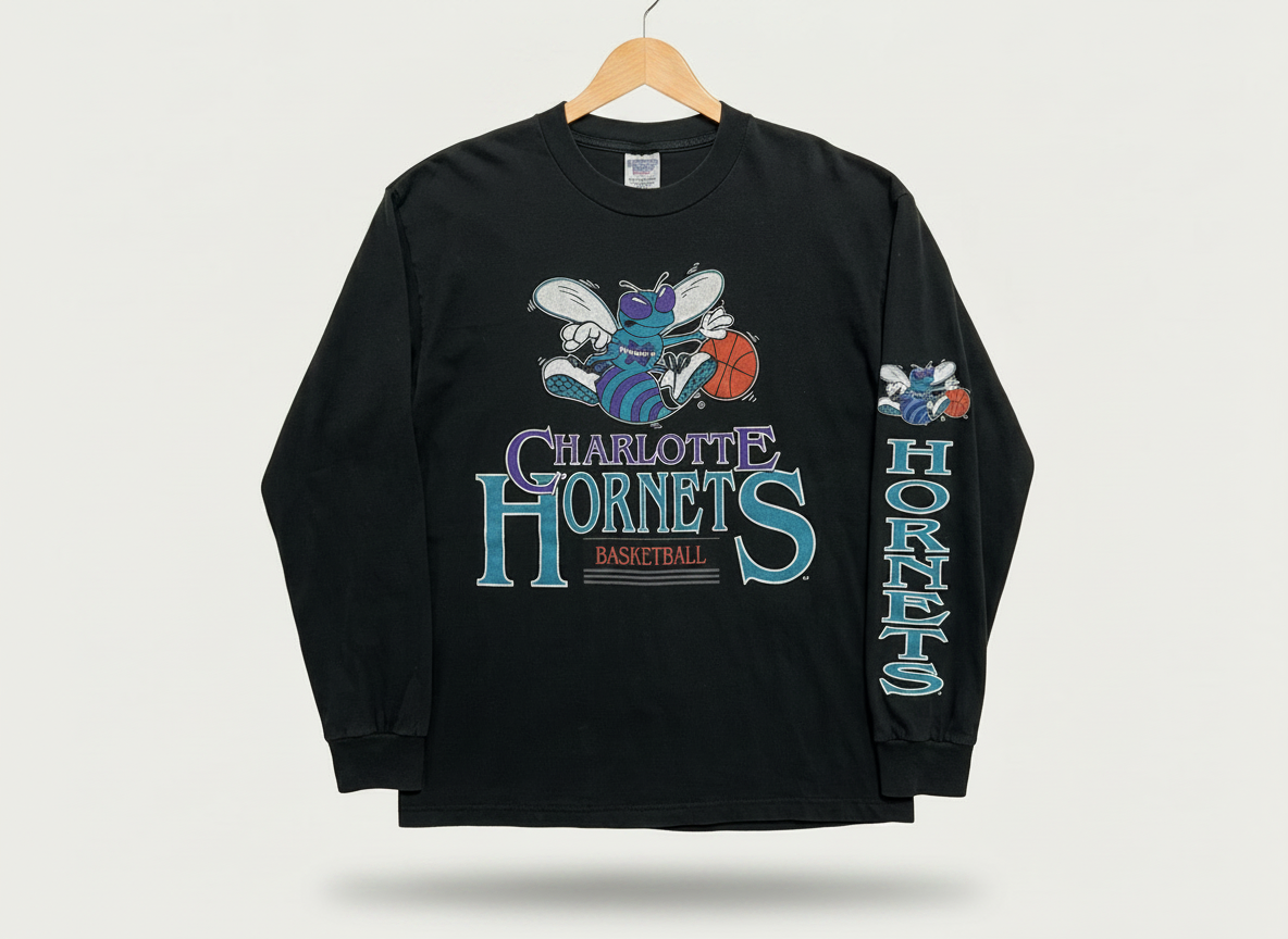 Size L — Vintage Charlotte Hornets Salem Long Sleeve Tee