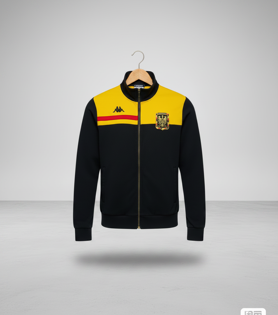 Size XL — Vintage Kappa Germany Track Jacket Black & Yellow Full Zip