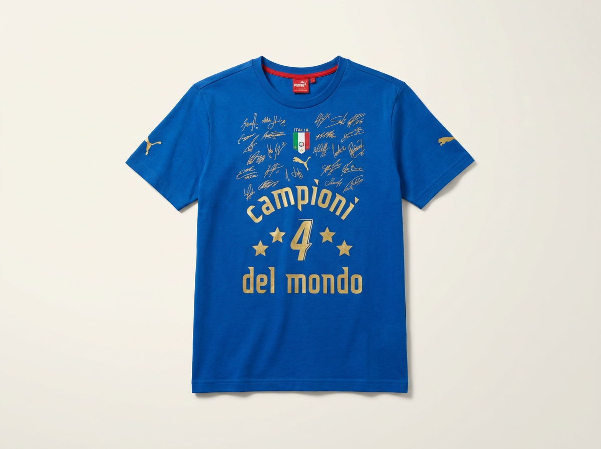 Size M — Puma Italy Campioni del Mondo 4 Champions Tee
