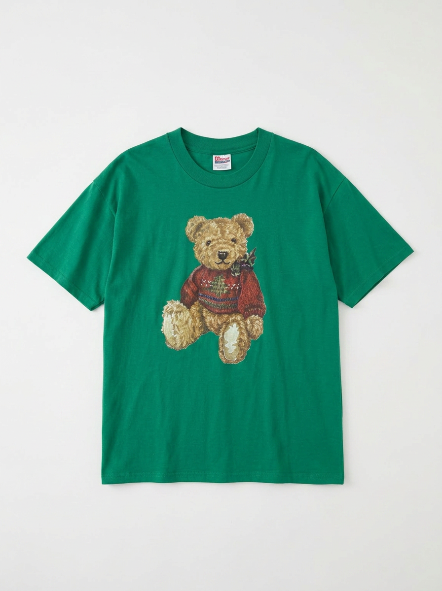 Size XL — Vintage 90s Teddy Bear Christmas Graphic T-Shirt (USA Made Hanes Heavyweight)