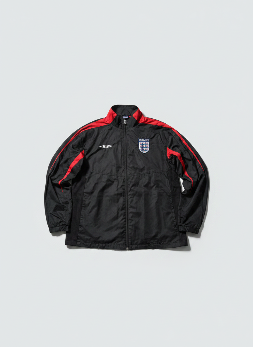 Size XL — Vintage Umbro England 2002–04 Track Jacket Black/Red