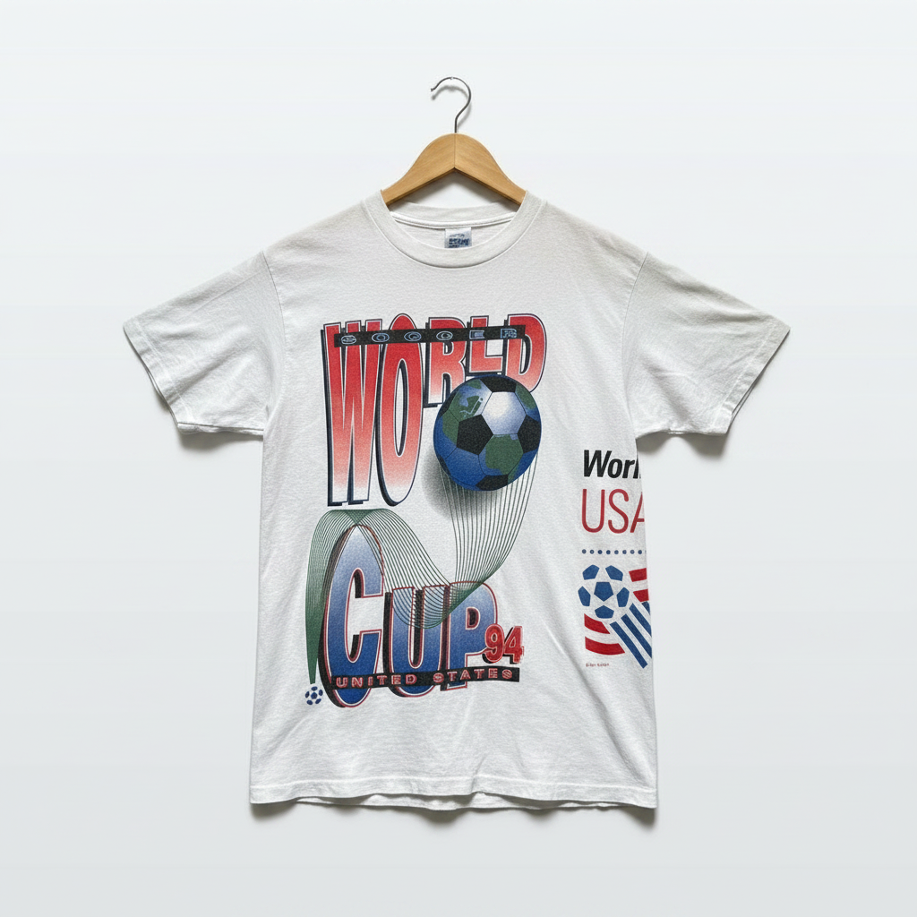 Size L — Vintage 1994 FIFA World Cup USA All-Over Print T-Shirt – Made in USA